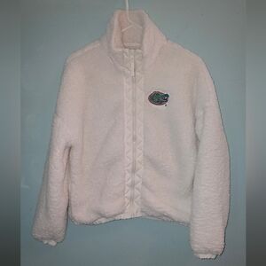 UF Florida Gators Logo Women's White Teddy Jacket Size M Super Soft And Cozy